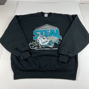 VTG 90s Johnstown Steal Baseball Sweatshirt Fits Medium Black Crewneck Tag L